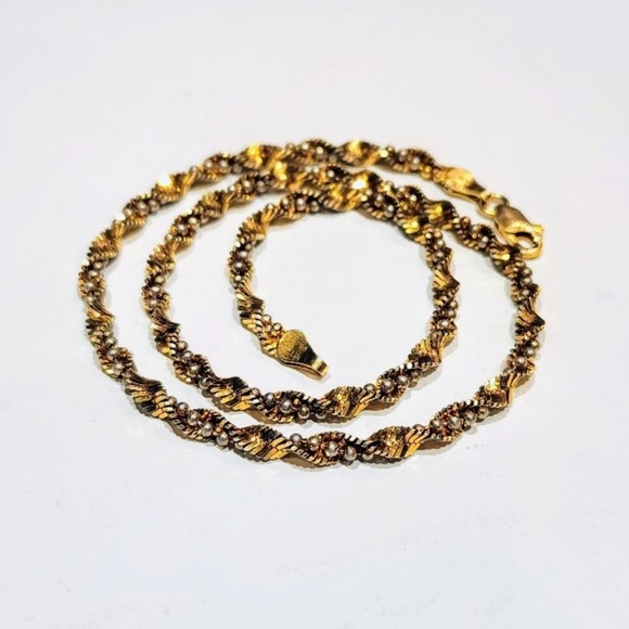 925 VTG 16" double chain.Italian Gold tone w/ silver pearls. Choker / necklace - Picture 10 of 12